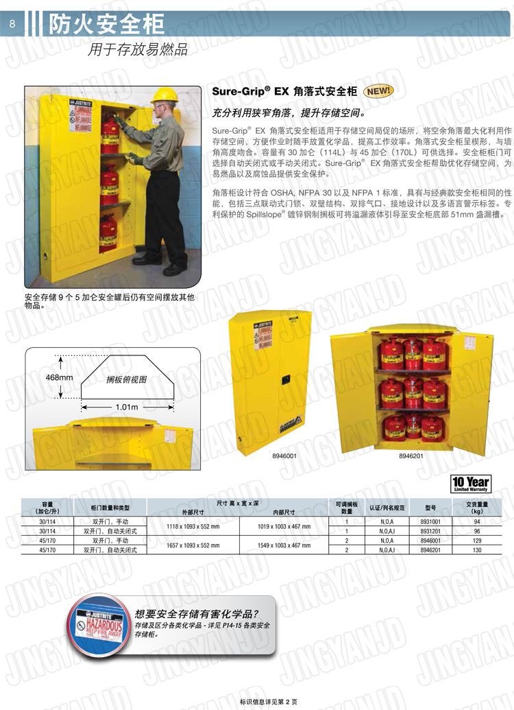 美國杰斯瑞特，防火安全柜，justrite防火柜，justrite安全柜，防爆柜justrite