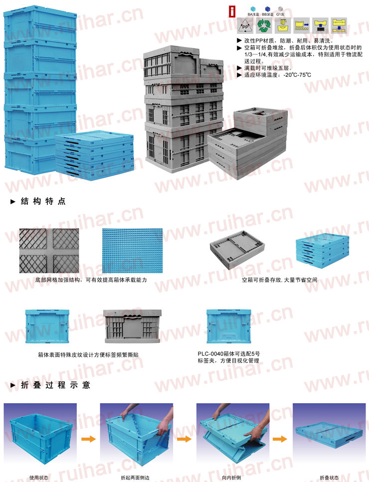 折疊式周轉(zhuǎn)箱,PLC-05B4,400x300x243,02421
